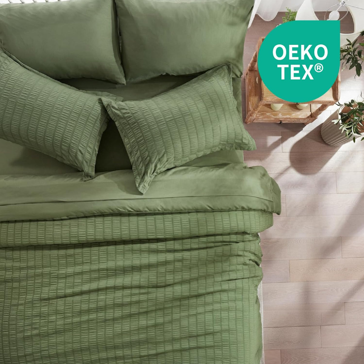 Twin Comforter Set 5 Piece, Olive Green Bed in a Bag Twin Size Bedding Sets