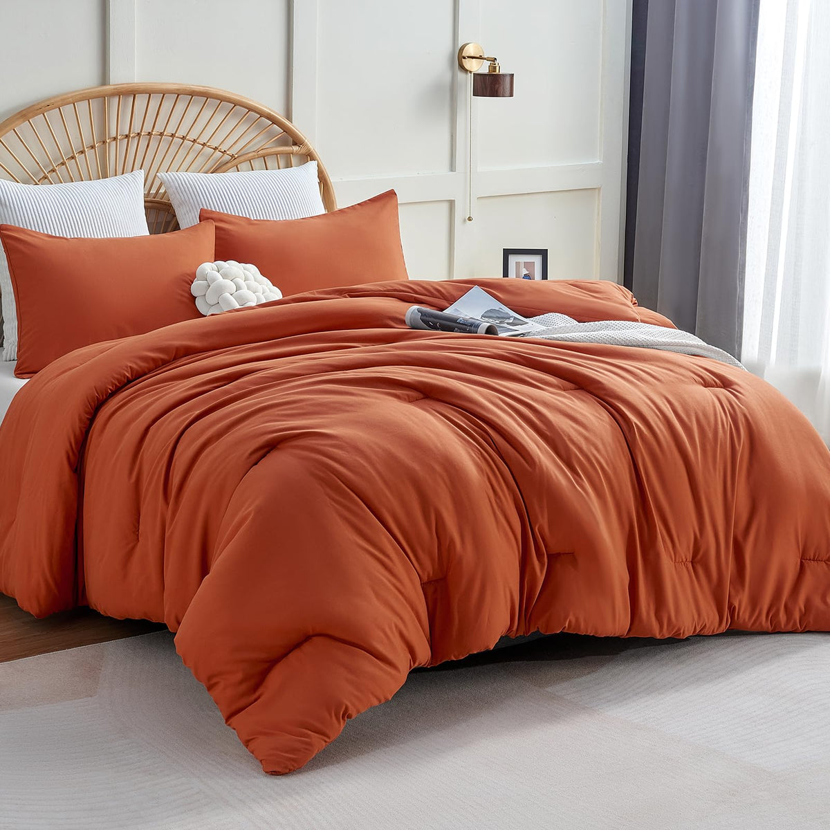 CozyLux Queen Comforter Set, 3 Pieces Down Alternative Bedding, Black