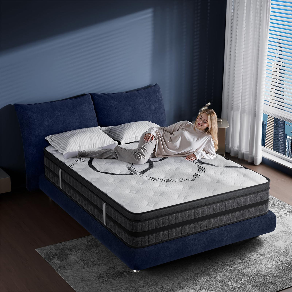 King Size Mattress, 14 Inch Hybrid King Mattress in a Box, Medium Firm, Memory Foam & Pocketed Springs, Pressure Relief, CertiPUR-US Certified& Fiberglass Free, Motion Isolation, 365-Night Trial