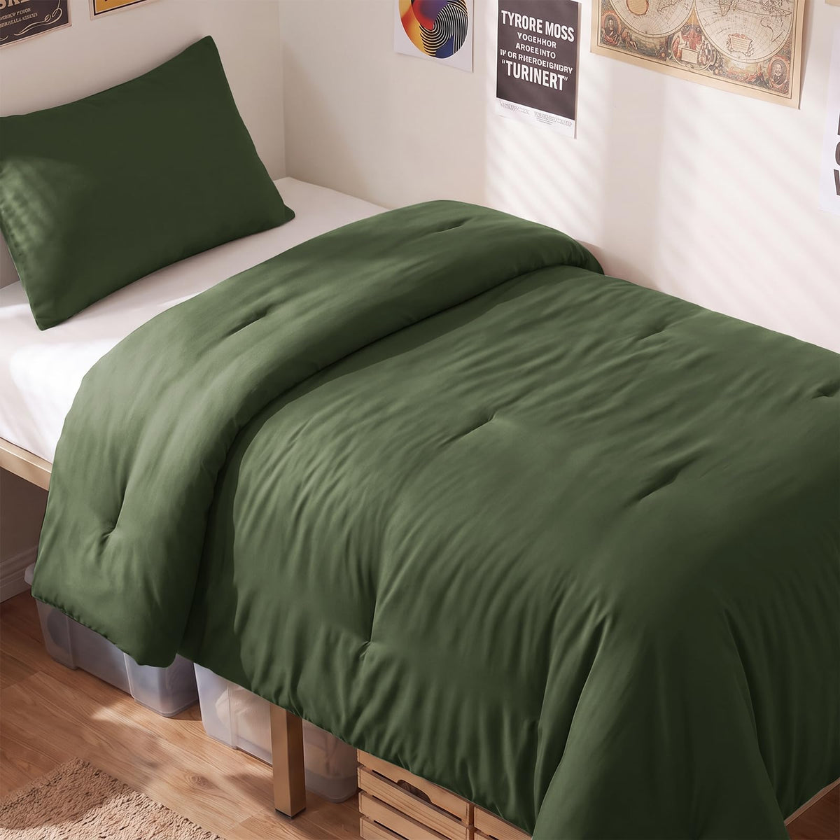 CozyLux Queen Comforter Set, 3 Pieces Down Alternative Bedding, Black