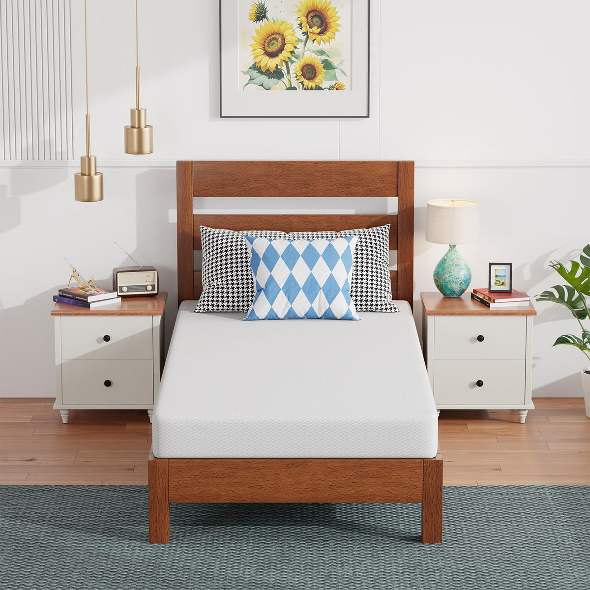 FDW | 6 Inch Twin Mattress | Medium Firm | Gel Memory Foam | White
