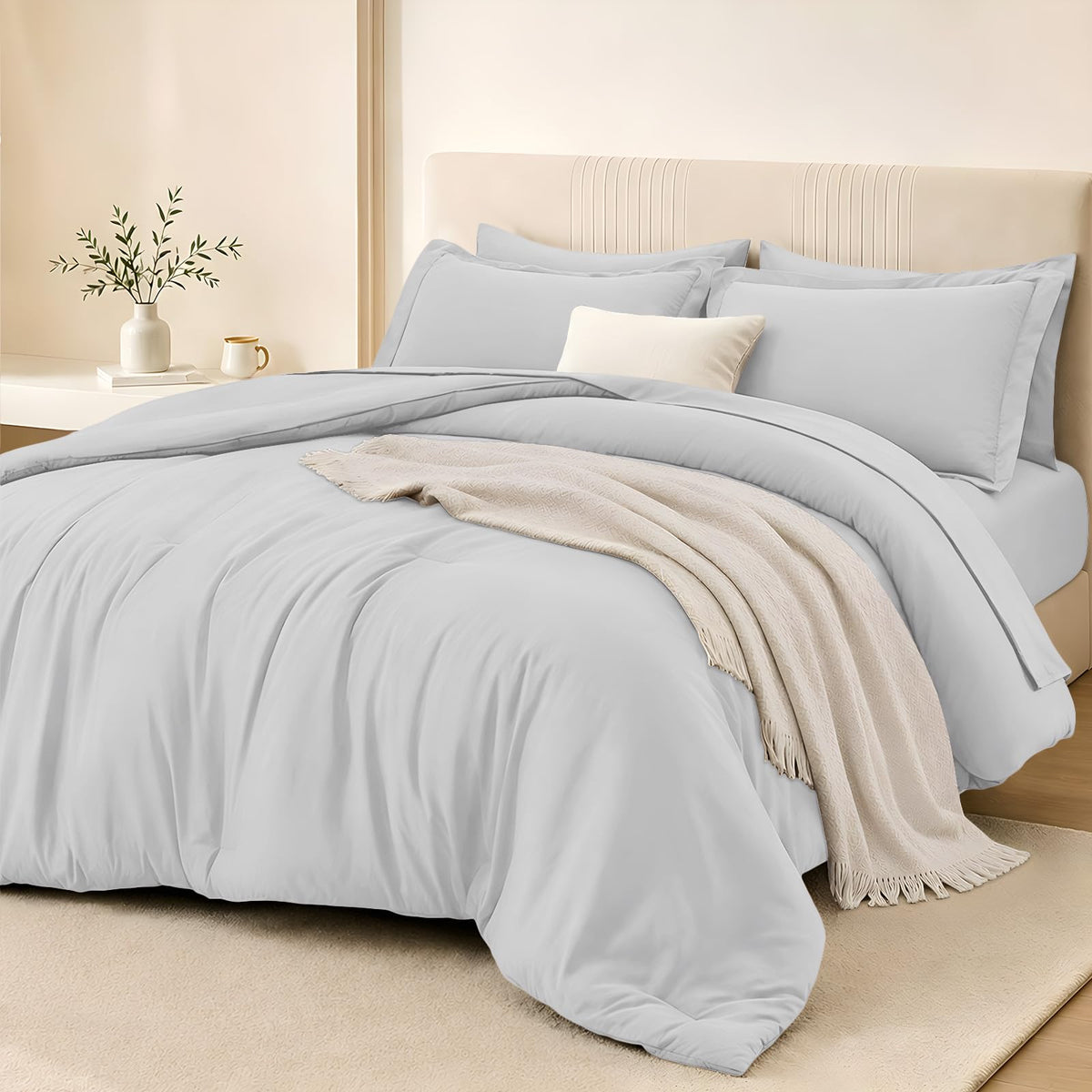 FUANNA Brown Queen Comforter Set 7 Pieces, Bed in a Bag Soft Bedding Sets