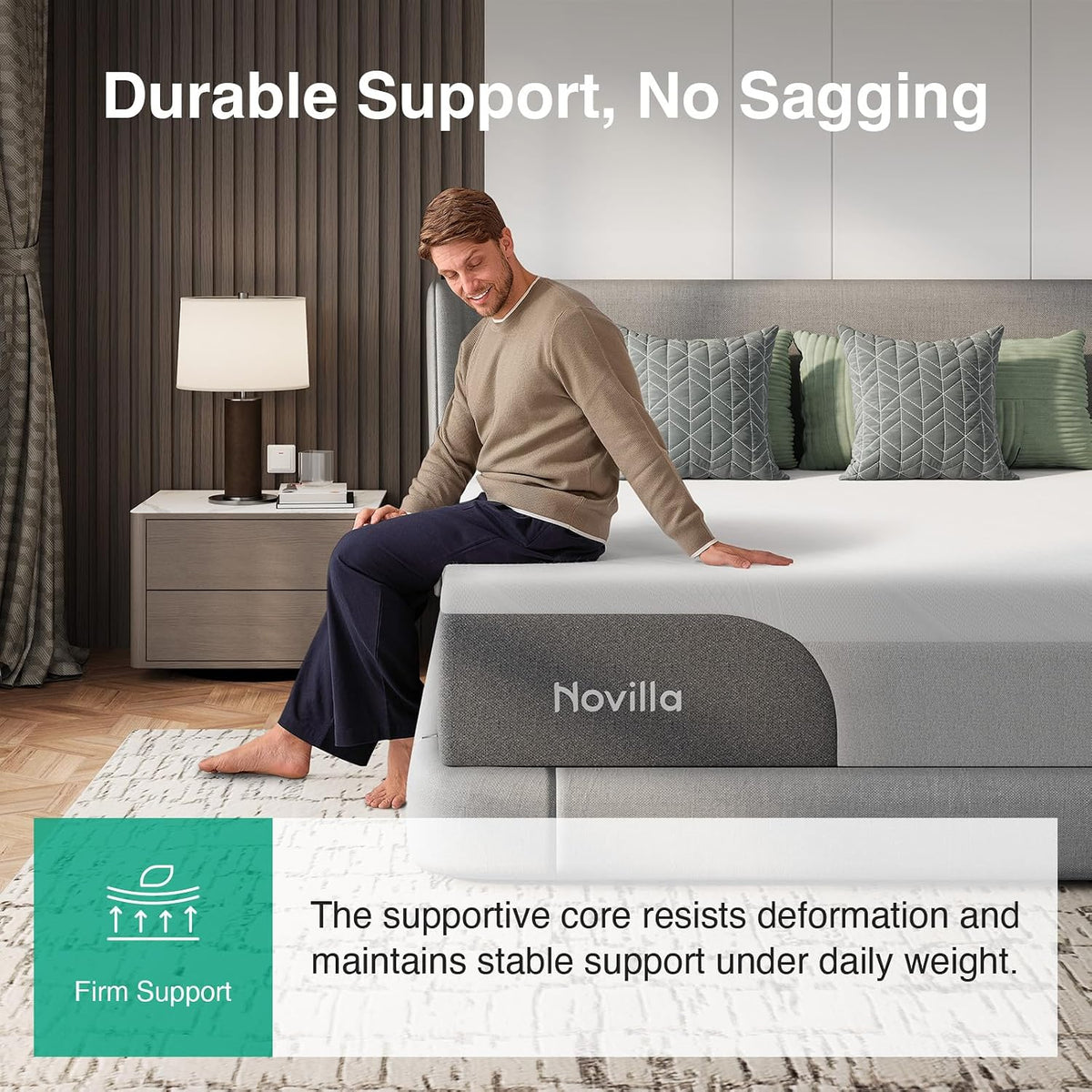 Novilla Bliss Cooling King Mattress, 12 Inch Gel-Infused Memory Foam