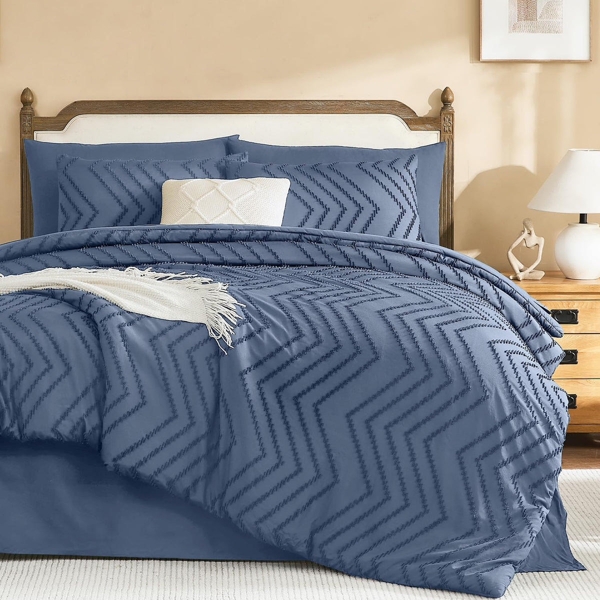 Litanika California King Comforter with Sheets, 7 Pieces Boho Bed Set