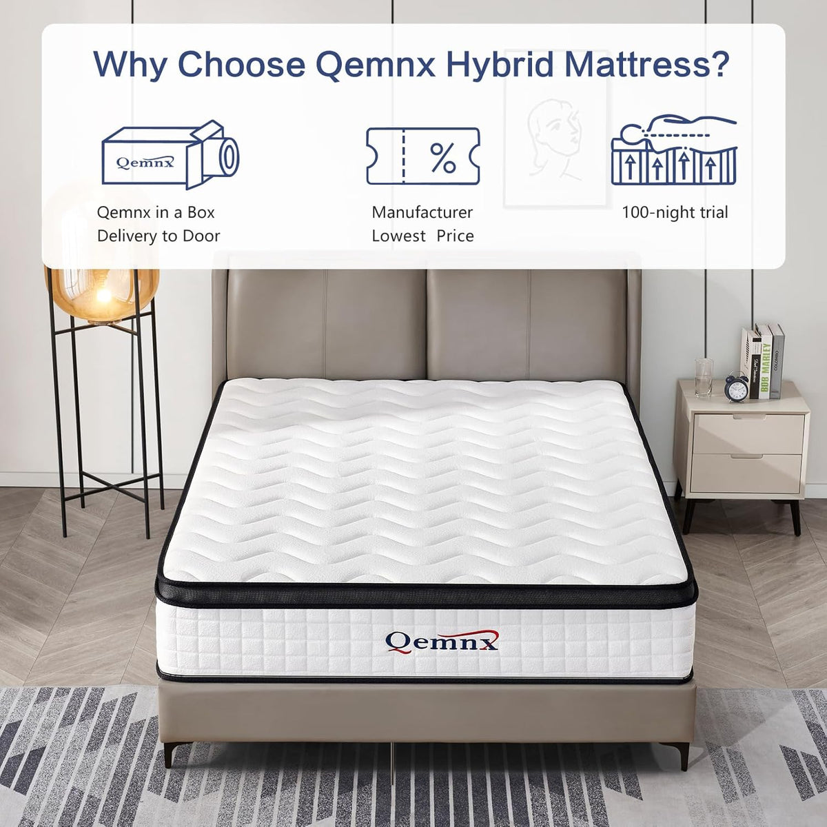 12 Inch Queen New Hybrid Mattress, Medium Firm, Reinforced Edge