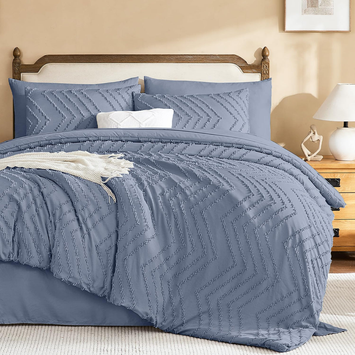 Litanika California King Comforter with Sheets, 7 Pieces Boho Bed Set