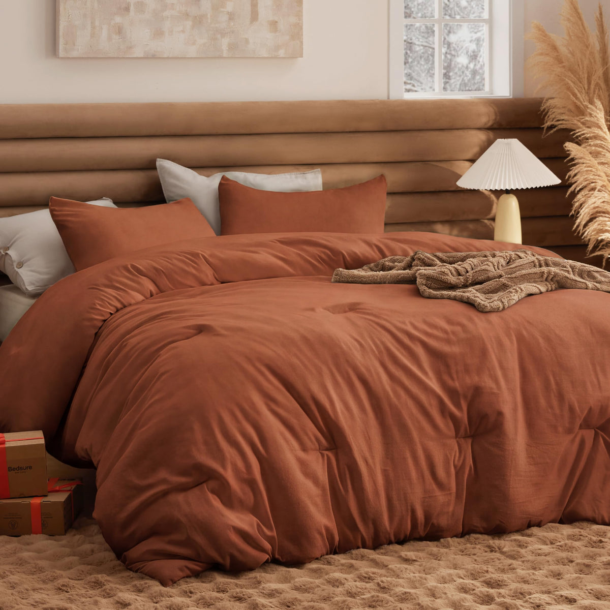 Bedsure King Comforter Set Prewashed Soft Bedding Set 3Pcs White 104"x90"