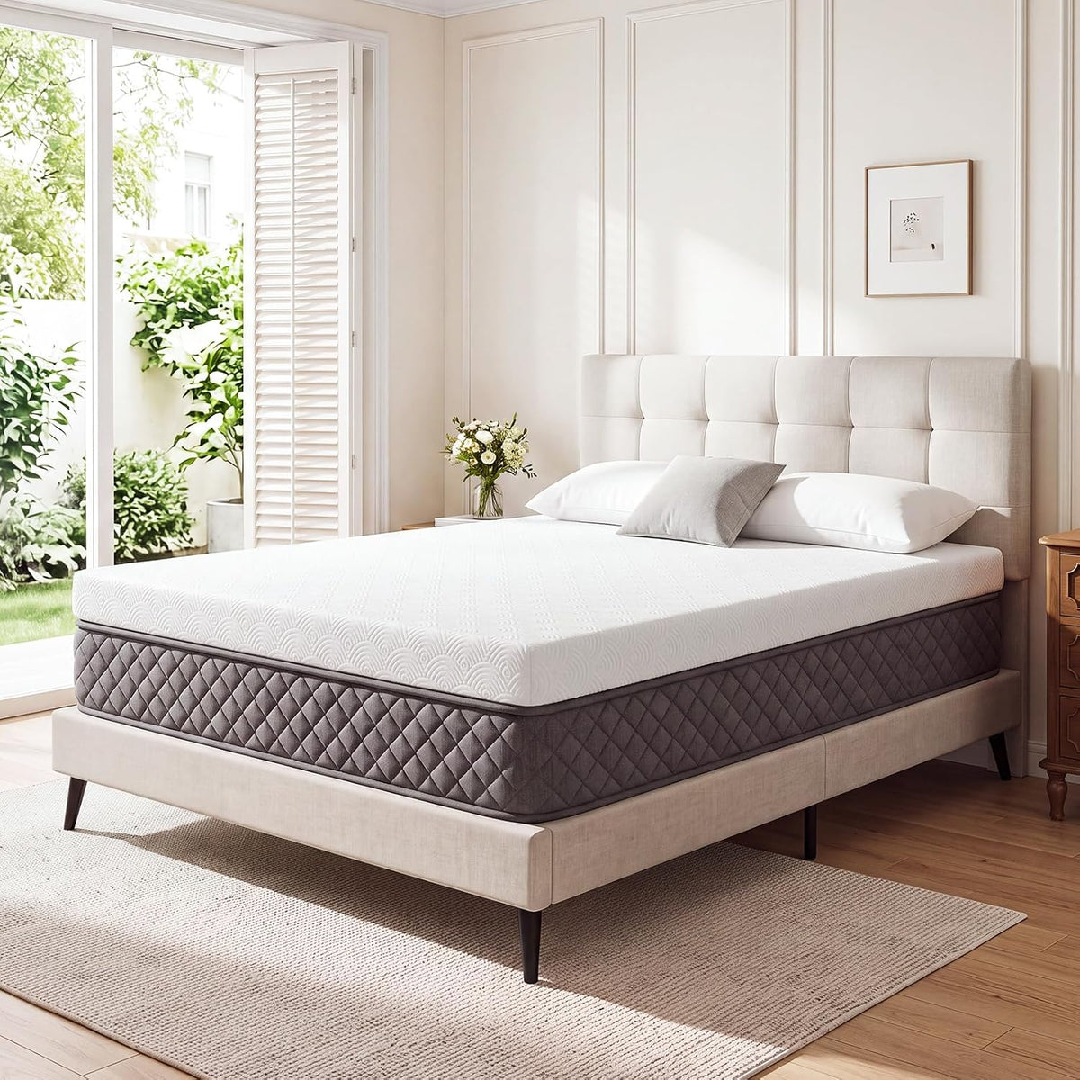3 Inch Queen Gel Memory Foam Mattress, Cooling Gel Infused Pressure Relief Mattress, Non Slip with Removable Washable Cover, CertiPUR-US & Oeko-TEX Certified