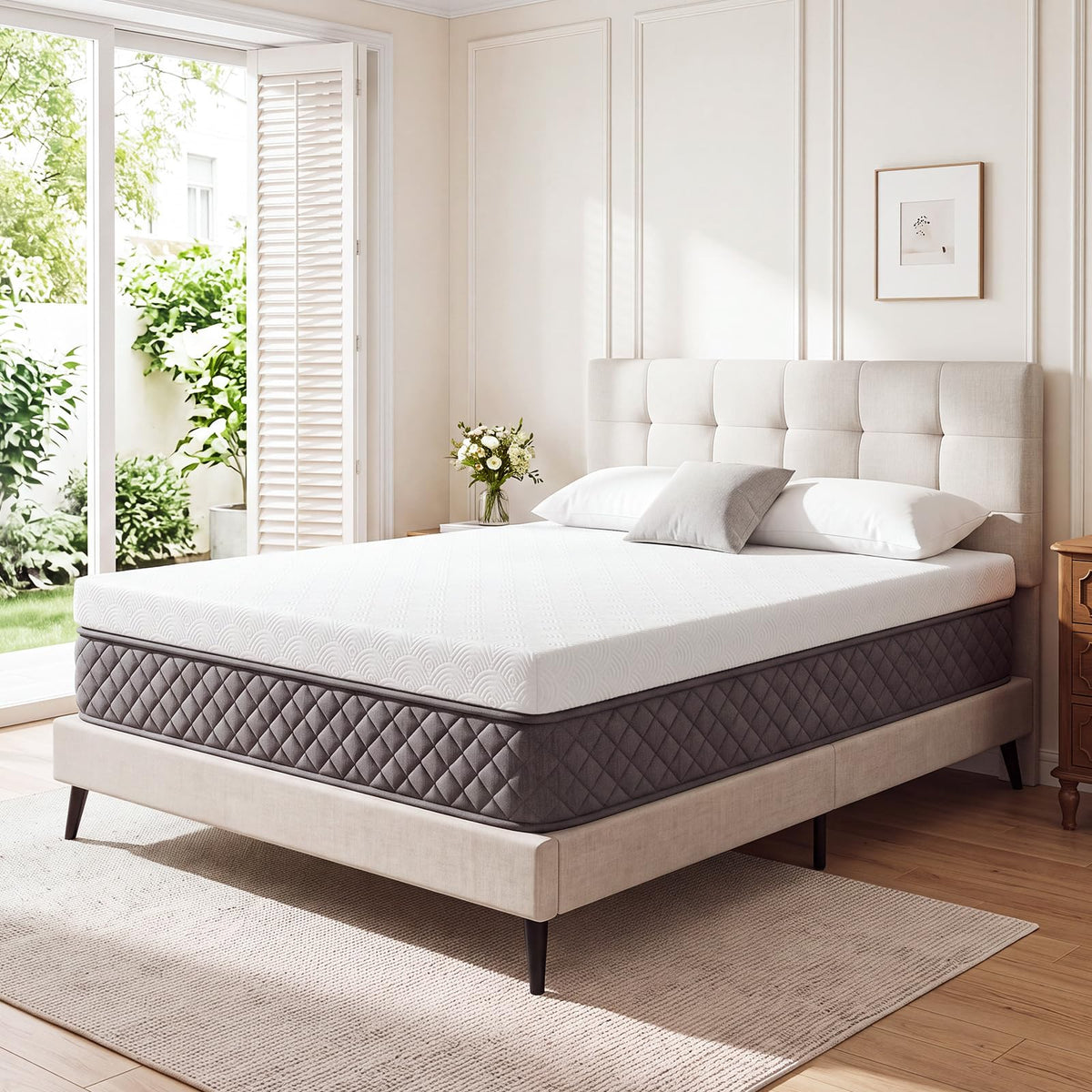 3 Inch Queen Gel Memory Foam Mattress, Cooling Gel Infused Pressure Relief Mattress, Non Slip with Removable Washable Cover, CertiPUR-US & Oeko-TEX Certified