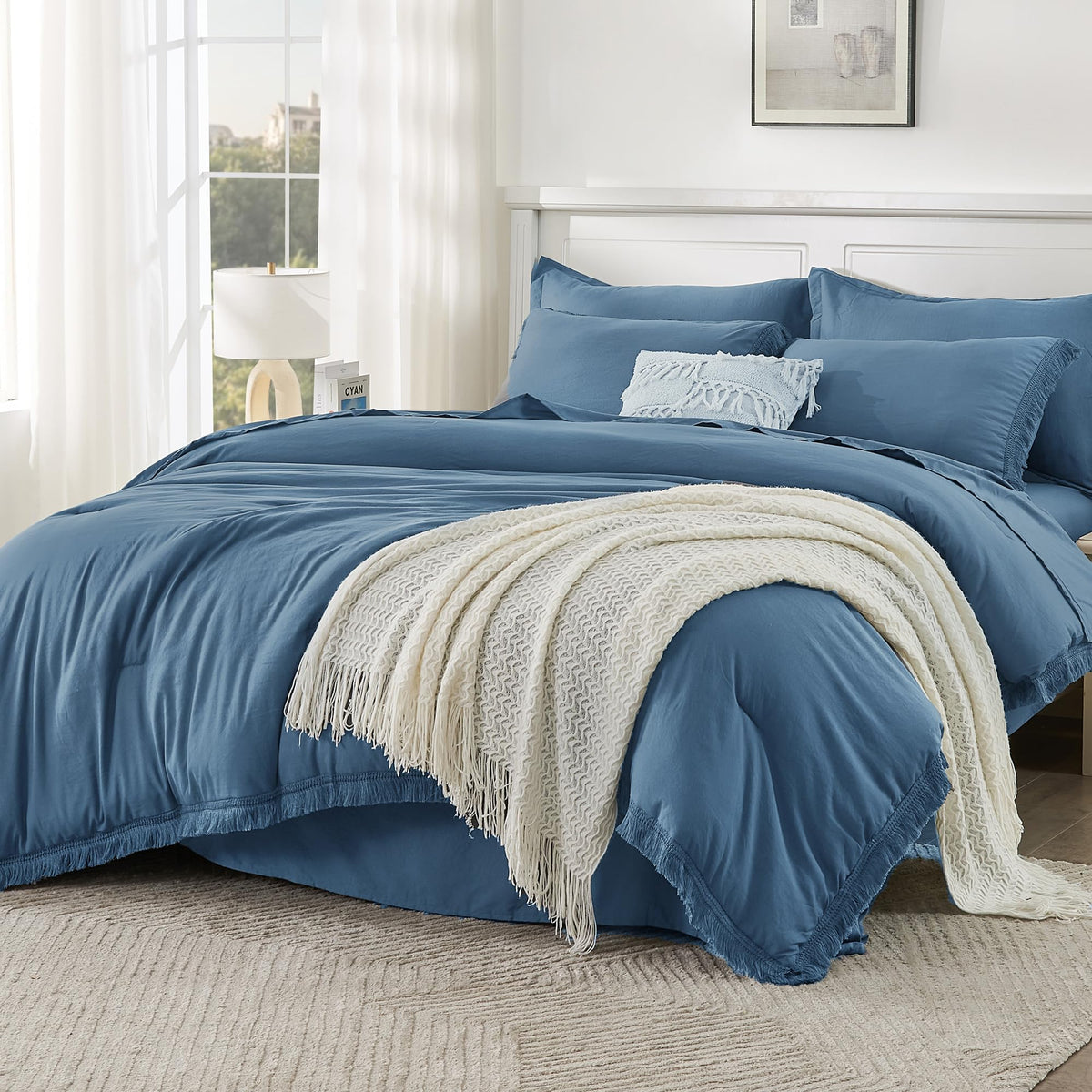 Andency King Comforter Set, 7 Pieces Beige Bedding