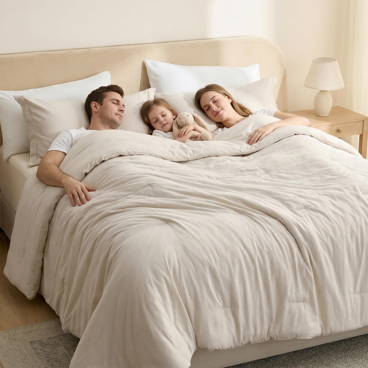 Bedsure Queen Size Comforter Sets, Beige Cationic Dyed Bedding Set 3 Pcs
