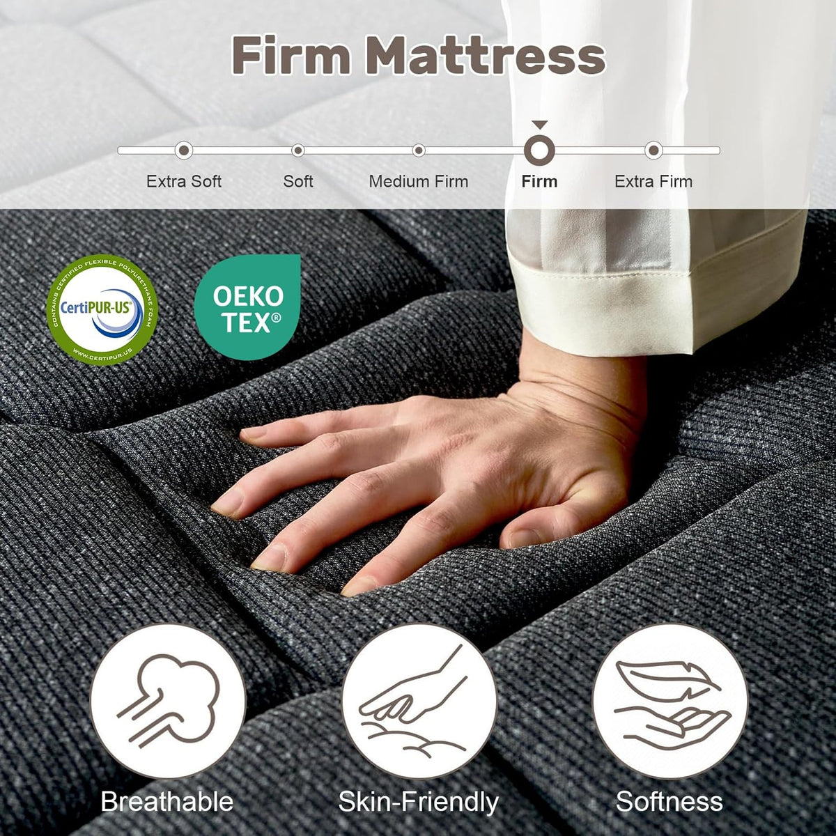 WEUP Queen Mattress 12 Inch, Firm Hybrid Memory Foam Mattress in a Box with Individual Pocket Springs, Pressure Relief, Motion Isolation, Fiberglass Free, CertiPUR-US Certified 80"x 60"(Gray)