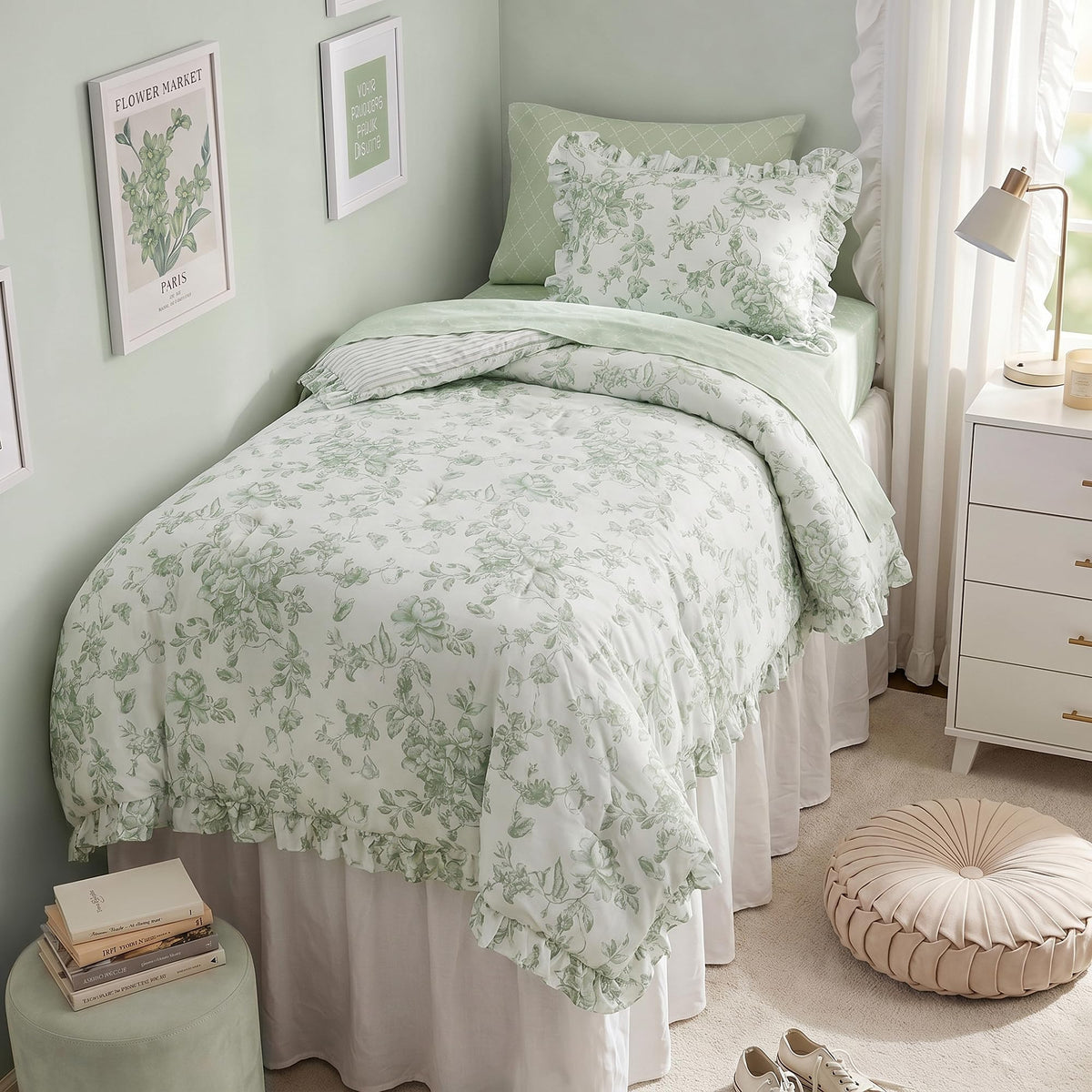 Madison Park Essentials Pink Floral Comforter Set with Sheets Full,7pc