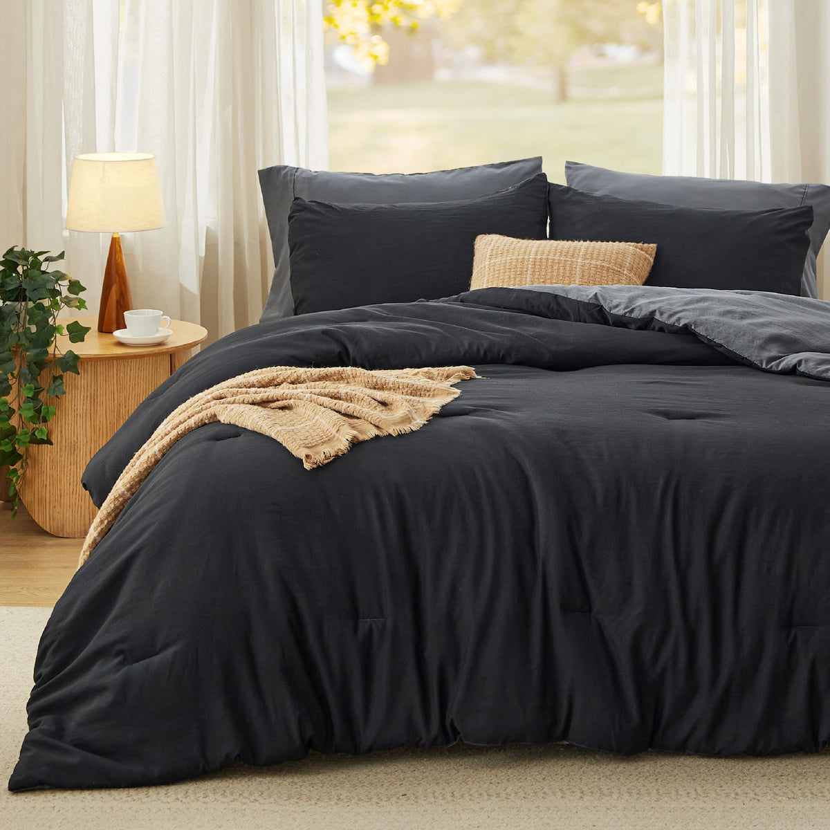 Bedsure King Comforter Set Prewashed Soft Bedding Set 3Pcs White 104"x90"