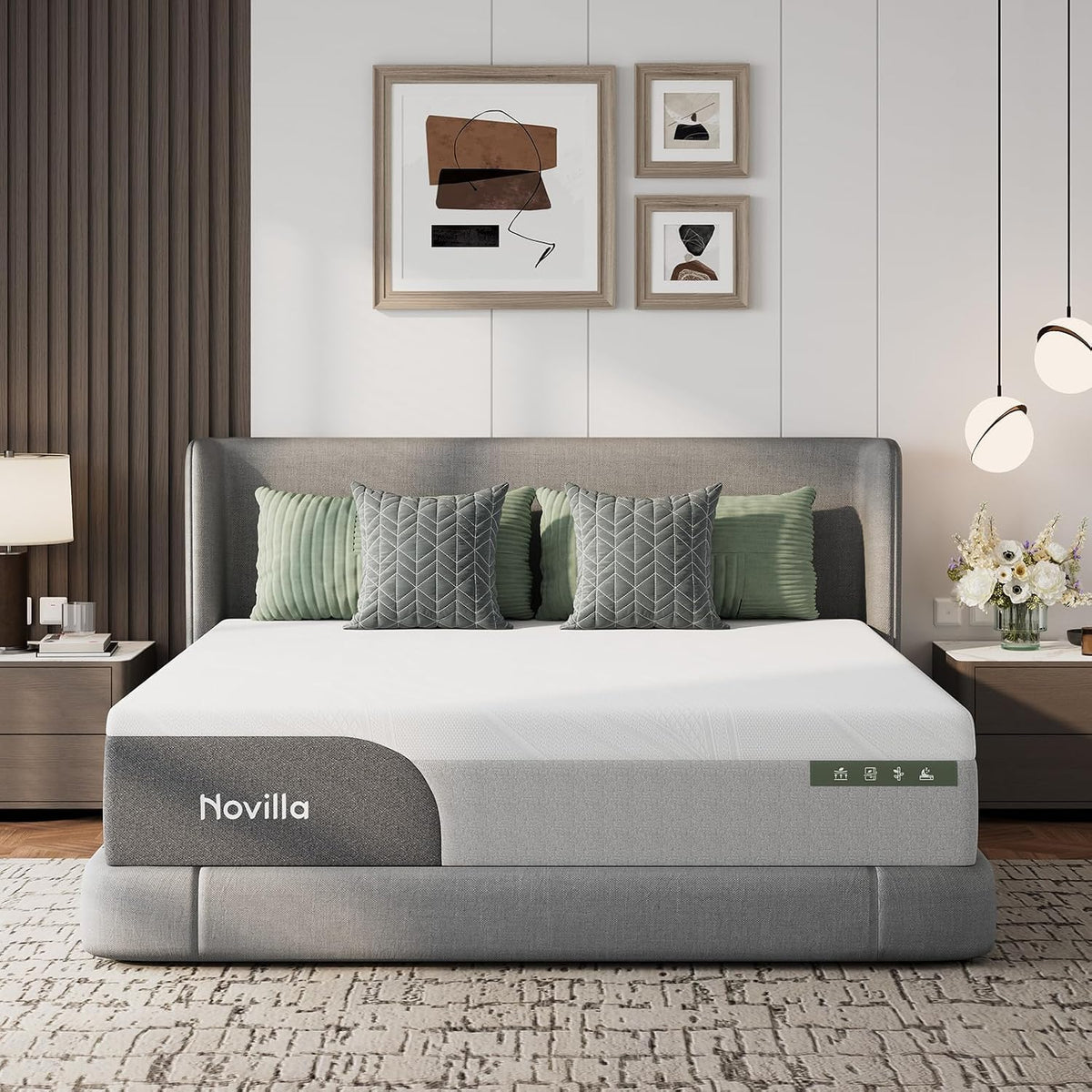 Novilla Bliss Cooling King Mattress, 12 Inch Gel-Infused Memory Foam