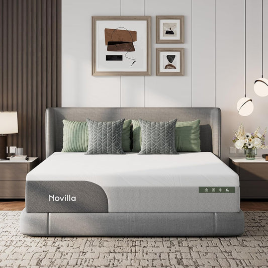 Novilla Bliss Cooling King Mattress, 12 Inch Gel-Infused Memory Foam