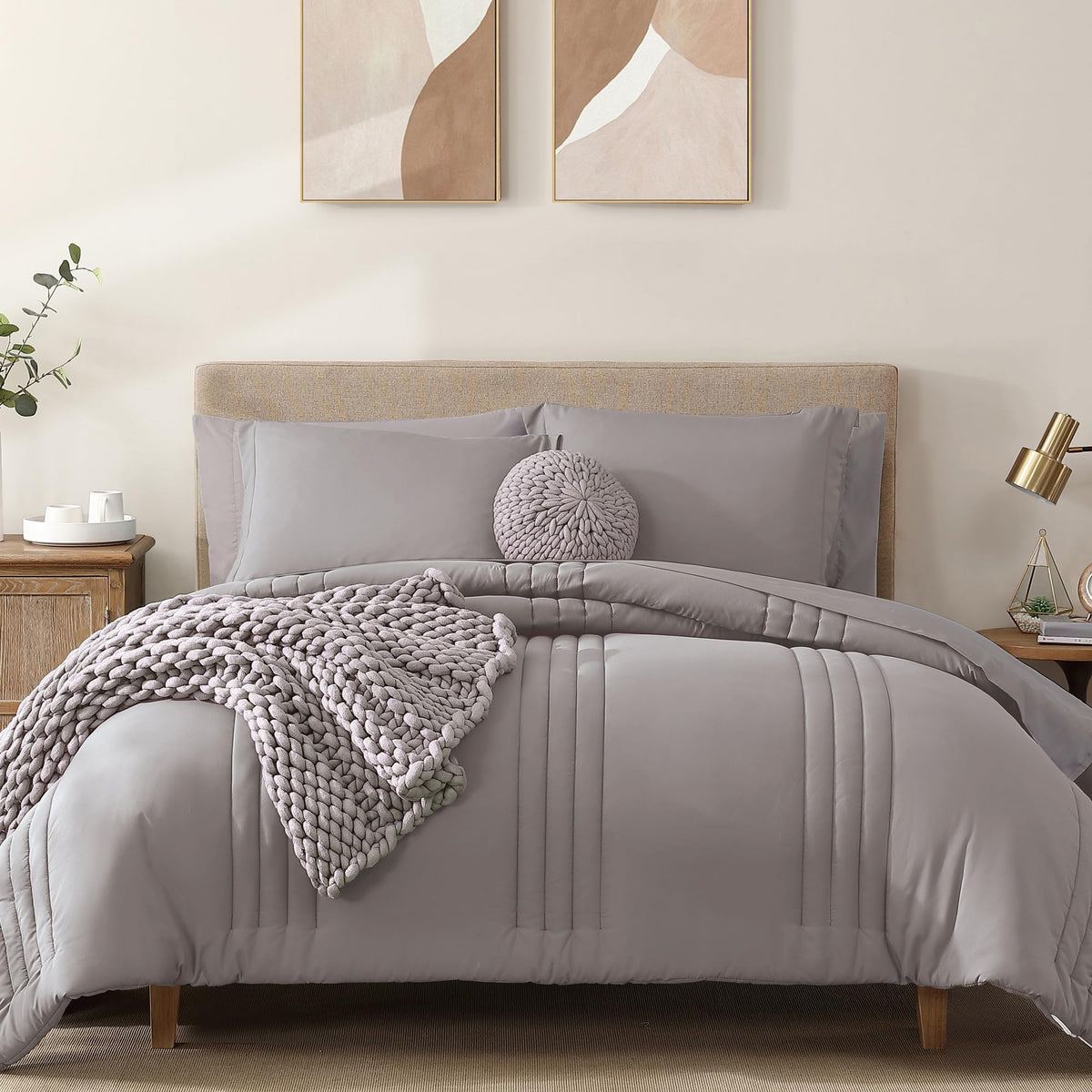 Full Size Comforter Sets-7 Pieces Sage Soft Bed in a Bag Full Bedding Sets