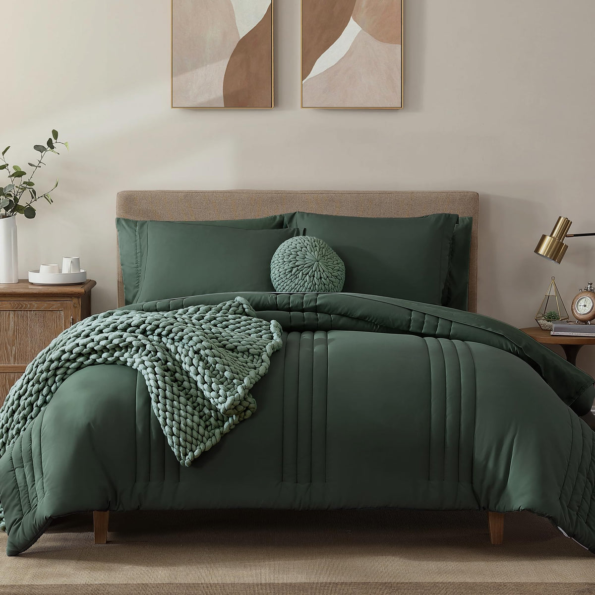 Full Size Comforter Sets-7 Pieces Sage Soft Bed in a Bag Full Bedding Sets