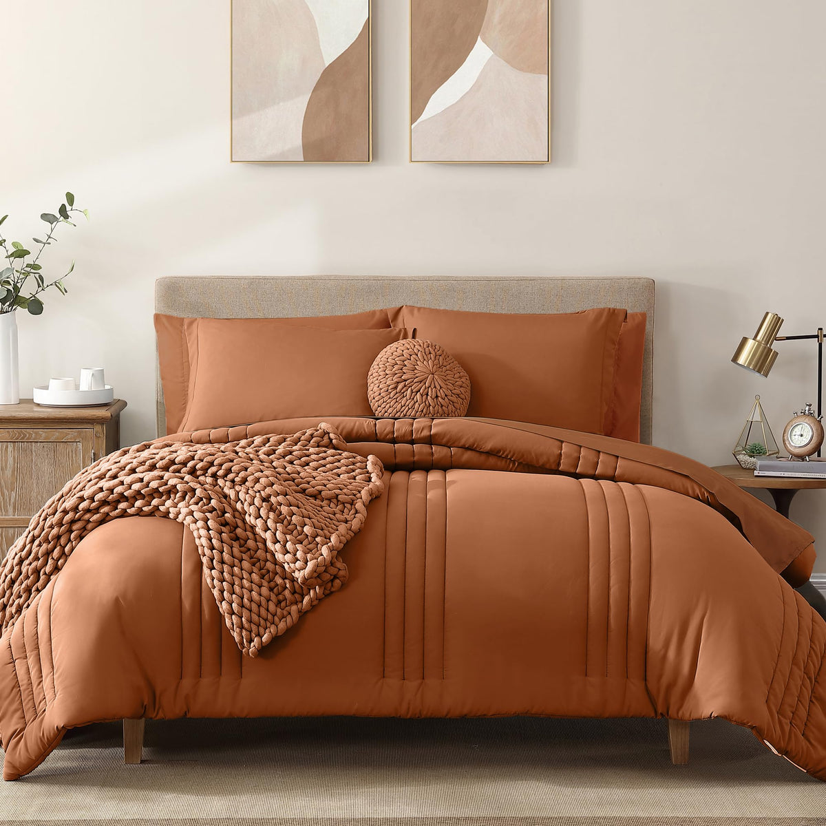 Full Size Comforter Sets-7 Pieces Sage Soft Bed in a Bag Full Bedding Sets