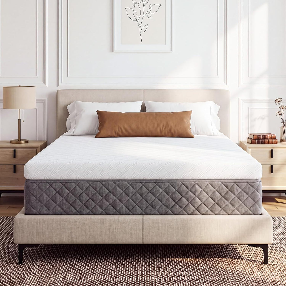 3 Inch Queen Gel Memory Foam Mattress, Cooling Gel Infused Pressure Relief Mattress, Non Slip with Removable Washable Cover, CertiPUR-US & Oeko-TEX Certified