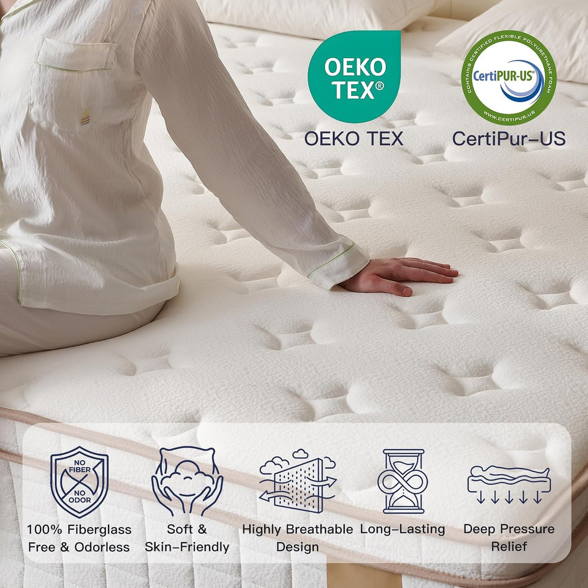 Profus 14 Inch Twin Mattress, Hybrid Memory Foam Mattress with Medium Firm for Pressure Relief, Motion Isolation Twin Size Mattress, CertiPUR-US Certified, 100% Fiberglass Free, Mattress in a Box