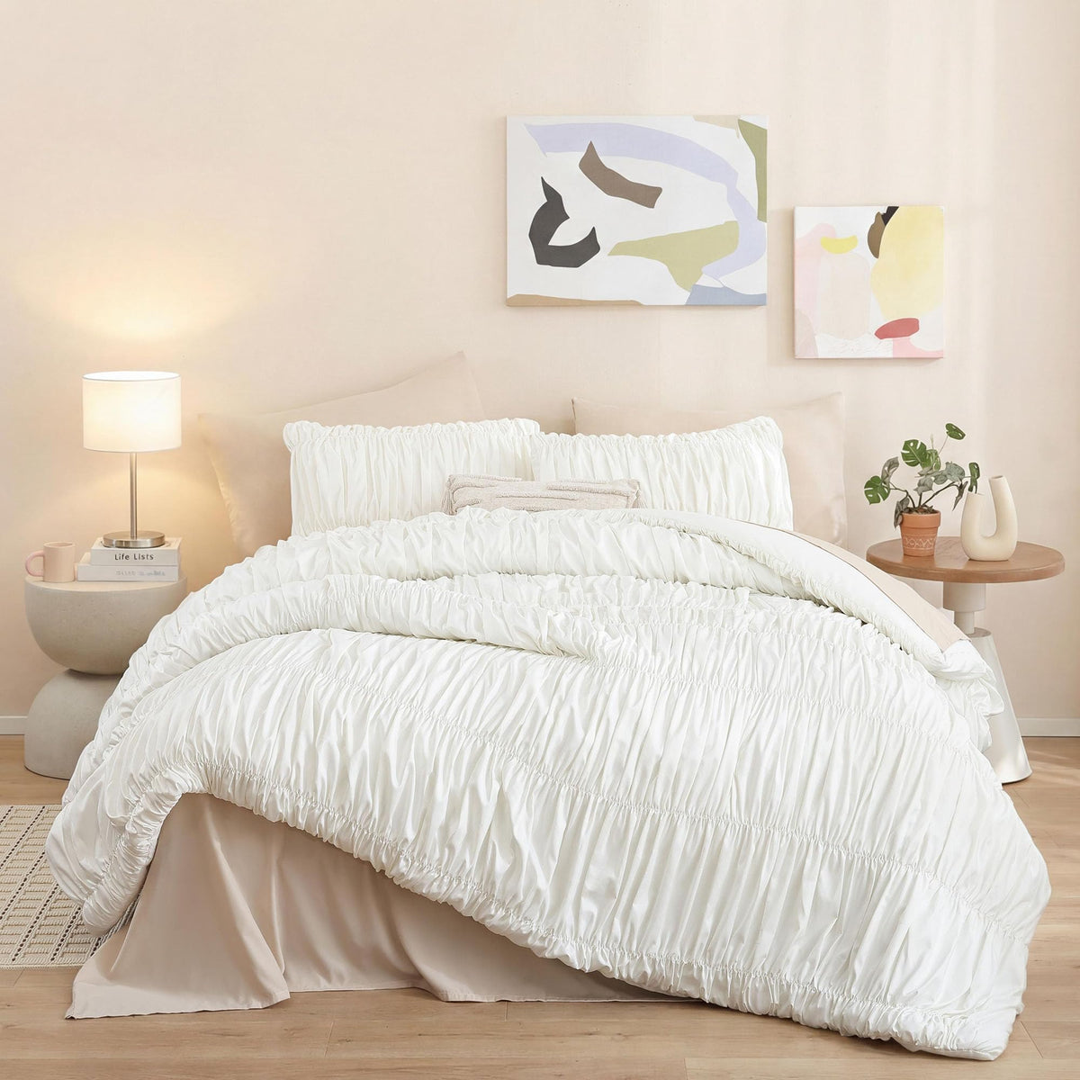 weigelia Pink Comforter Set Queen Size, All Season Lightweight Bedding Set