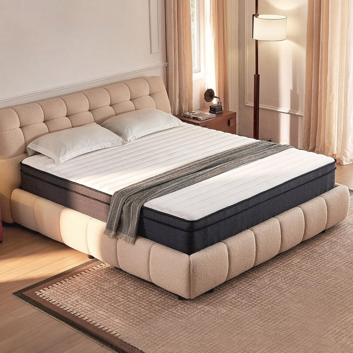 Queen Size Mattresses, Queen Mattress 12 Inch Hybrid Bed, Gel Memory Foam Pocket Coils, Full Zoned Support, Partner Disturbance Reduction, CertiPUR-US Certified