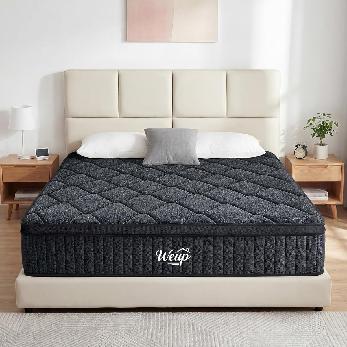 WEUP Queen Mattress 12 Inch, Firm Hybrid Memory Foam Mattress in a Box with Individual Pocket Springs, Pressure Relief, Motion Isolation, Fiberglass Free, CertiPUR-US Certified 80"x 60"(Gray)