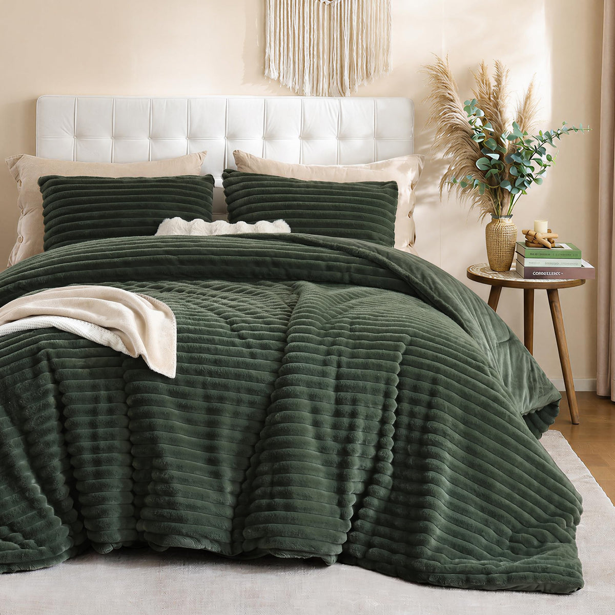Smoofy Fluffy Queen Size Comforter 3 PCS - Tie Dye Grey Fleece Bedding Set