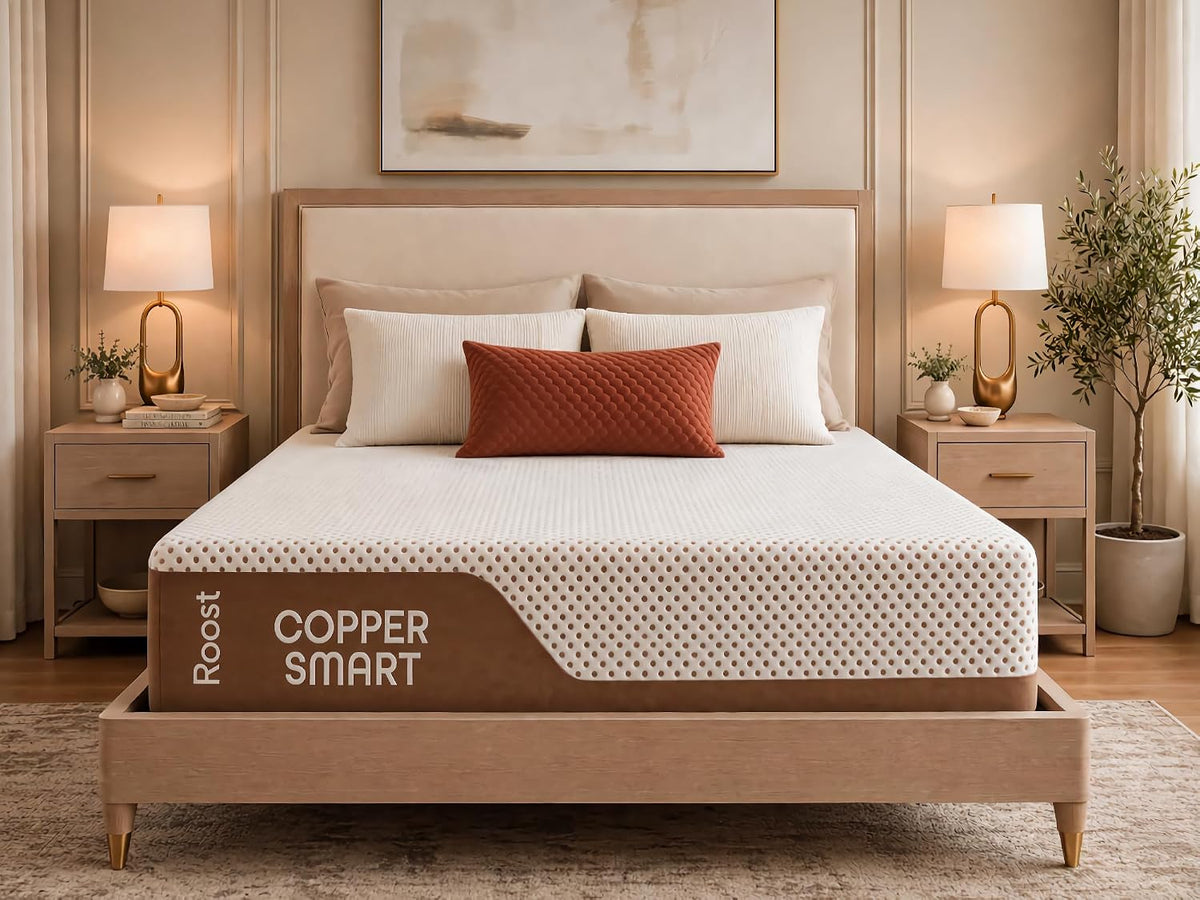 ROOST SLEEP Copper Smart Cooling Hybrid Mattress, Cal King 14 Inch, Medium