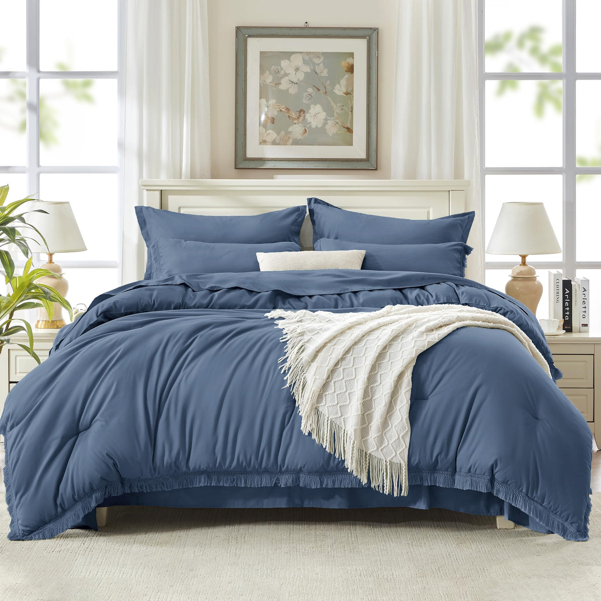 Andency King Comforter Set, 7 Pieces Beige Bedding
