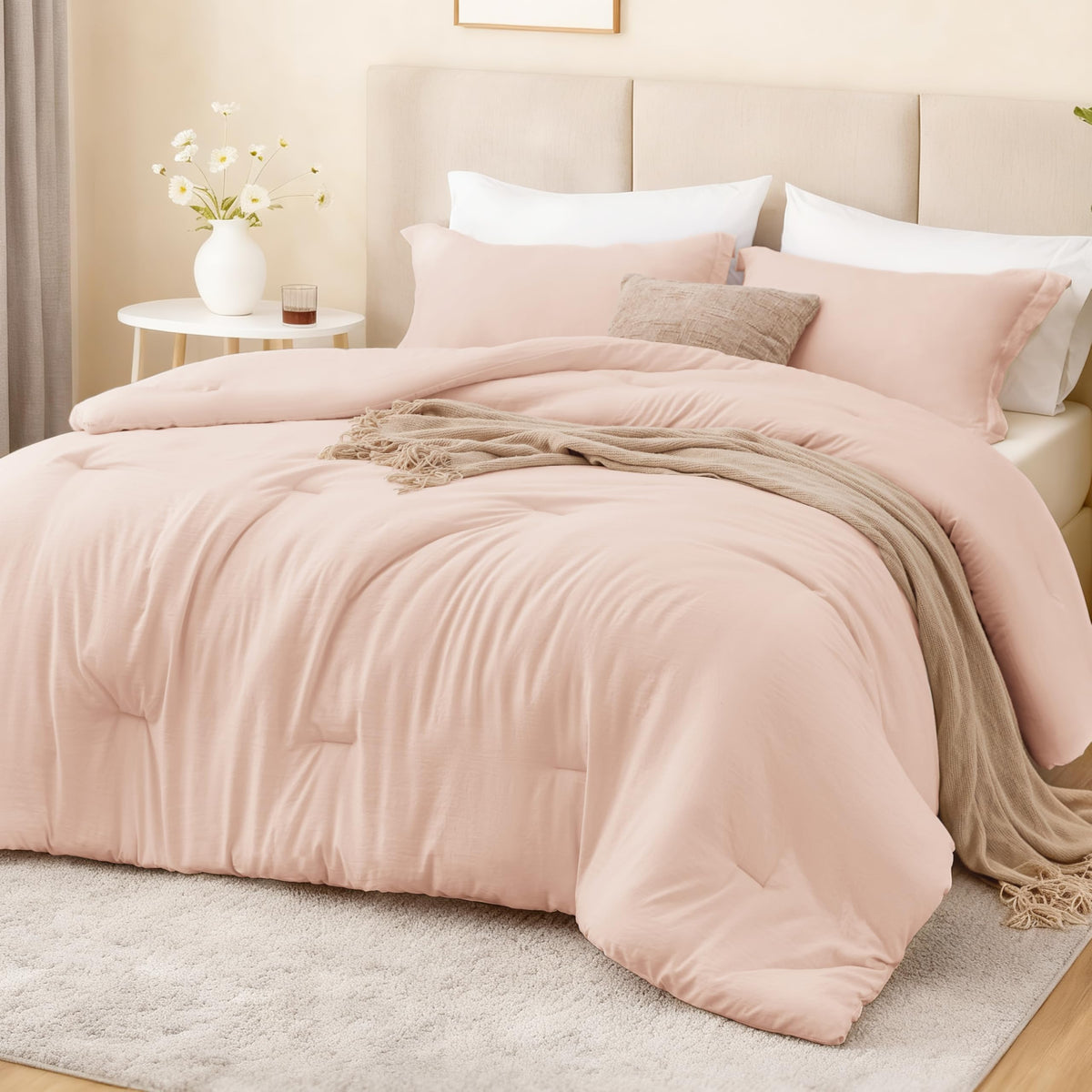 Love's cabin Beige Twin/Twin XL Comforter Set, 2-Piece Prewashed Bed Set