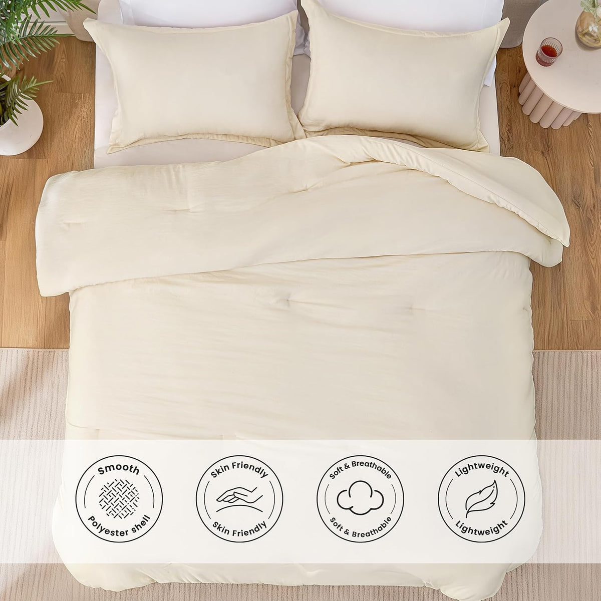 Love's cabin Beige Twin/Twin XL Comforter Set, 2-Piece Prewashed Bed Set