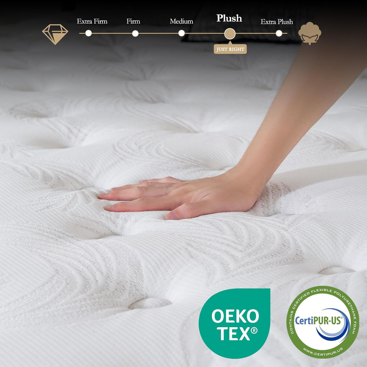 Queen Plush 14 Inch Cooling Gel Memory Foam Hybrid Mattress