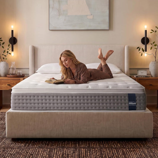 King Size Mattress, 14 Inch Hybrid Matress with Memory Foam & Individual Pocket Springs, King Mattress in a Box, Pressure Relief, Edge Support, Motion Isolation