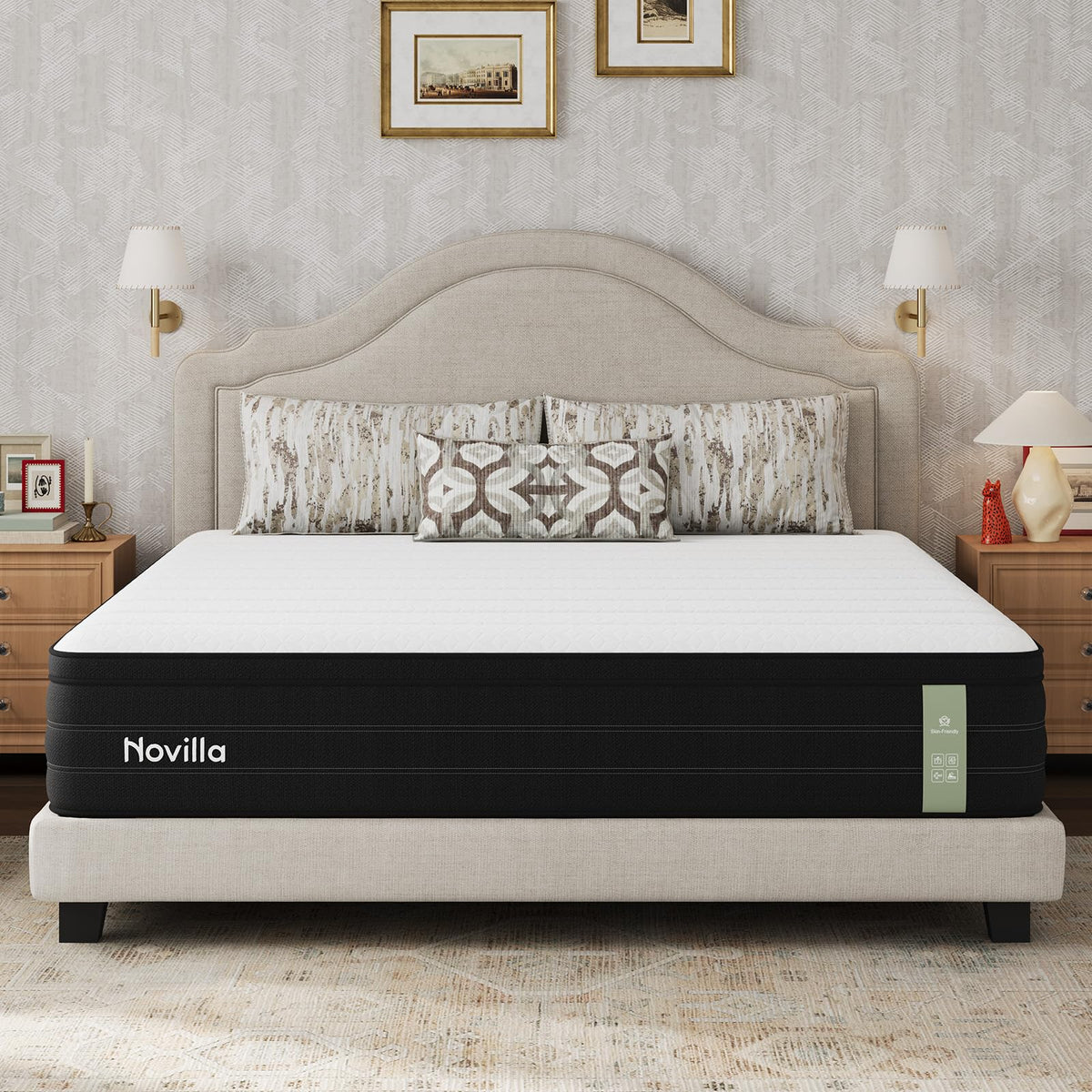 Novilla King Mattress 14 Inch, Cooling Hybrid Mattress with Upgraded Coils