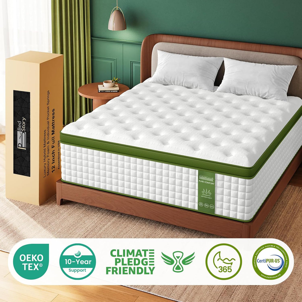 14 Inch Queen Size Mattress, Luxury Hybrid Mattress for Zoned Support