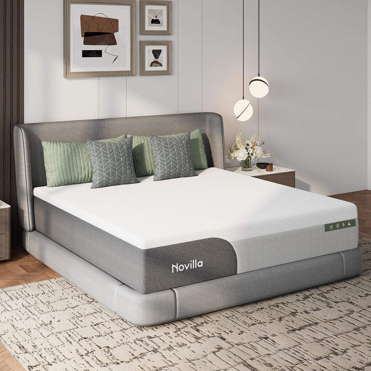 Novilla Bliss Cooling King Mattress, 12 Inch Gel-Infused Memory Foam