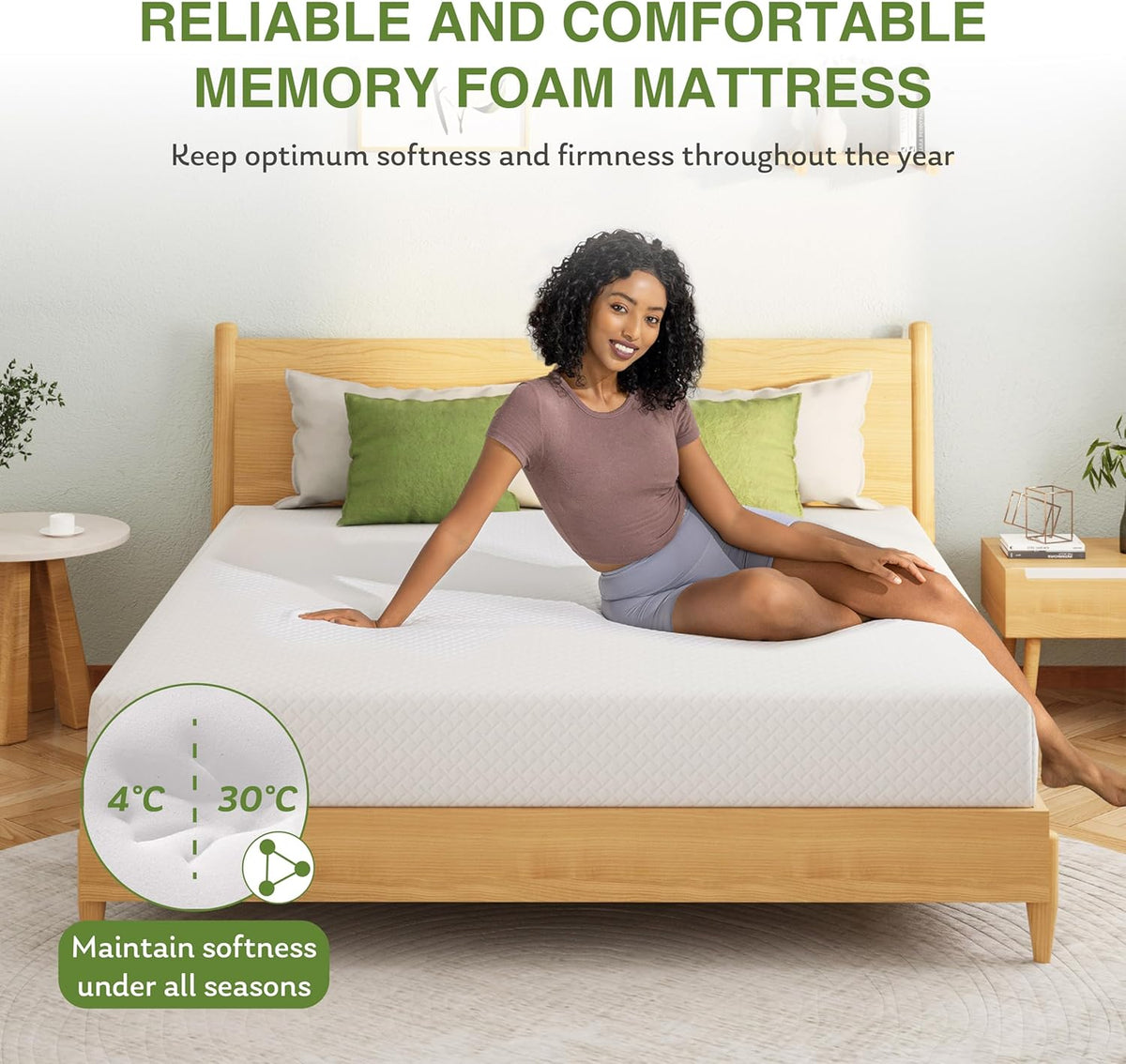 EGOHOME Full Size Memory Foam Mattress, 10 Inch Bed Mattress in a Box with Cooling Green Tea Gel, Relieve Pressure with Medium Firm Support, CertiPUR-US Certified, 75''L x 54''W, White