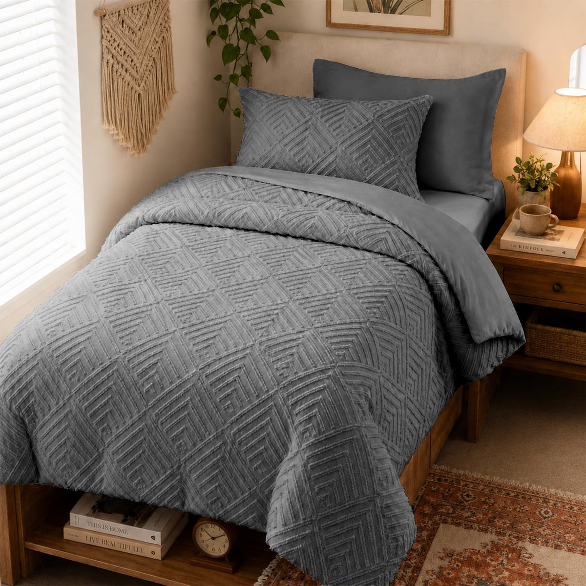 Zzlpp Queen Comforter Set 7 Piece, Beige Bed in a Bag Queen Bedding Sets
