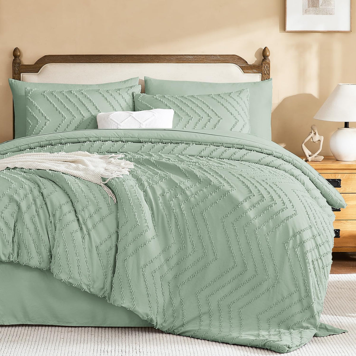 Litanika California King Comforter with Sheets, 7 Pieces Boho Bed Set
