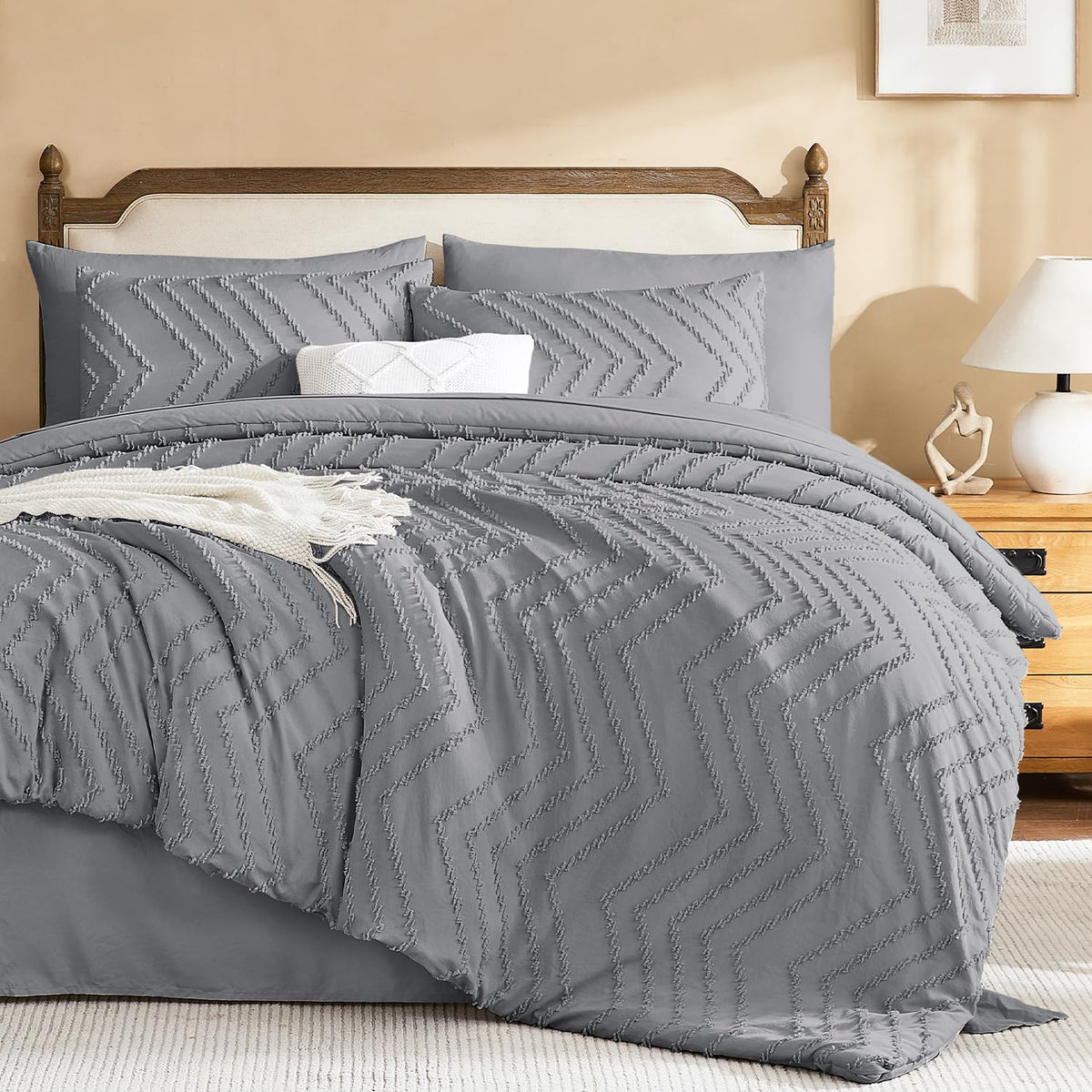 Litanika California King Comforter with Sheets, 7 Pieces Boho Bed Set
