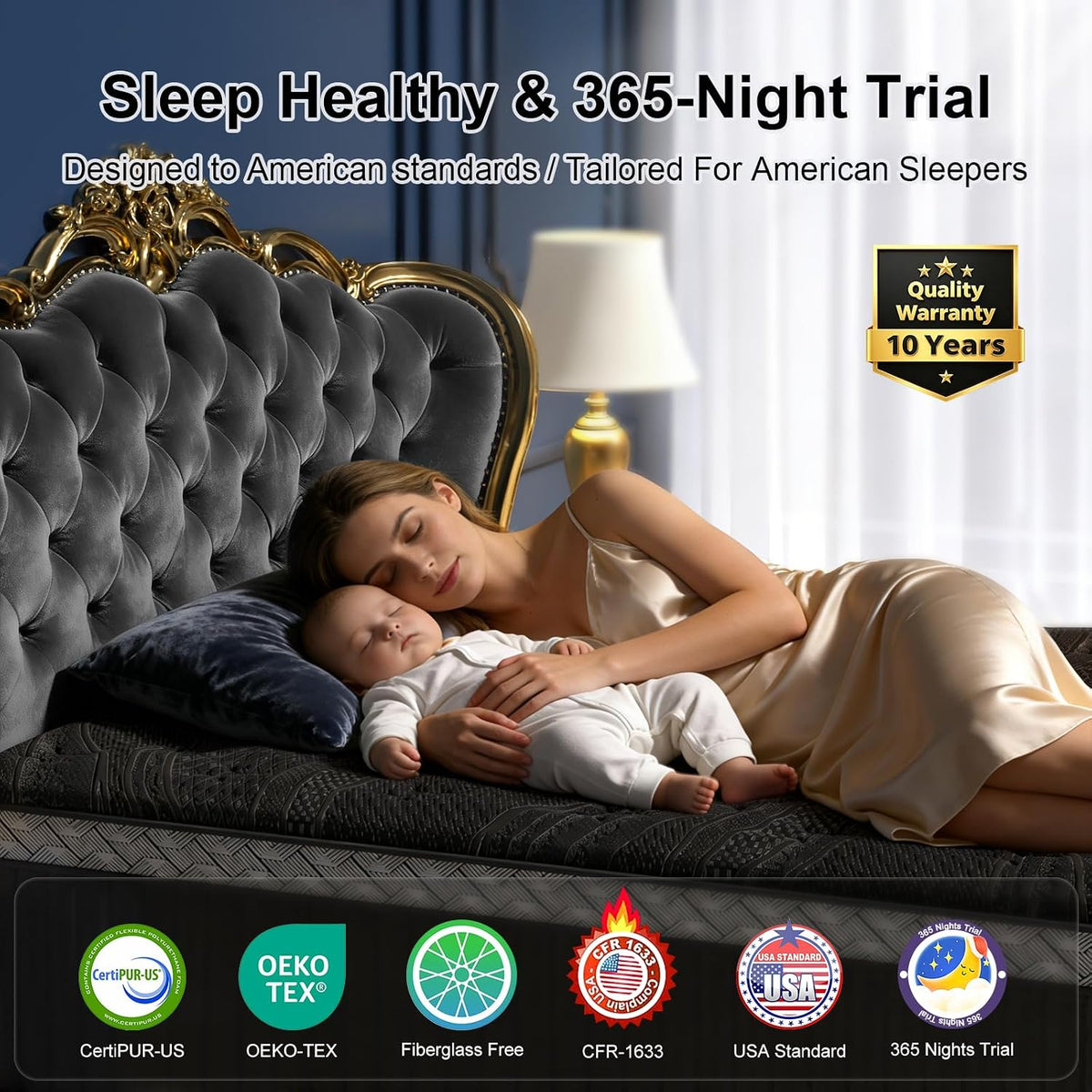 14 Inch Queen Size Mattress, Upgraded Luxury Hybrid Queen Mattress In A Box with 7-Zone Support for Cool Night & Pressure Relief, Fiberglass Free, 365 Nights Trial, 10 Years Warranty, Medium Firm