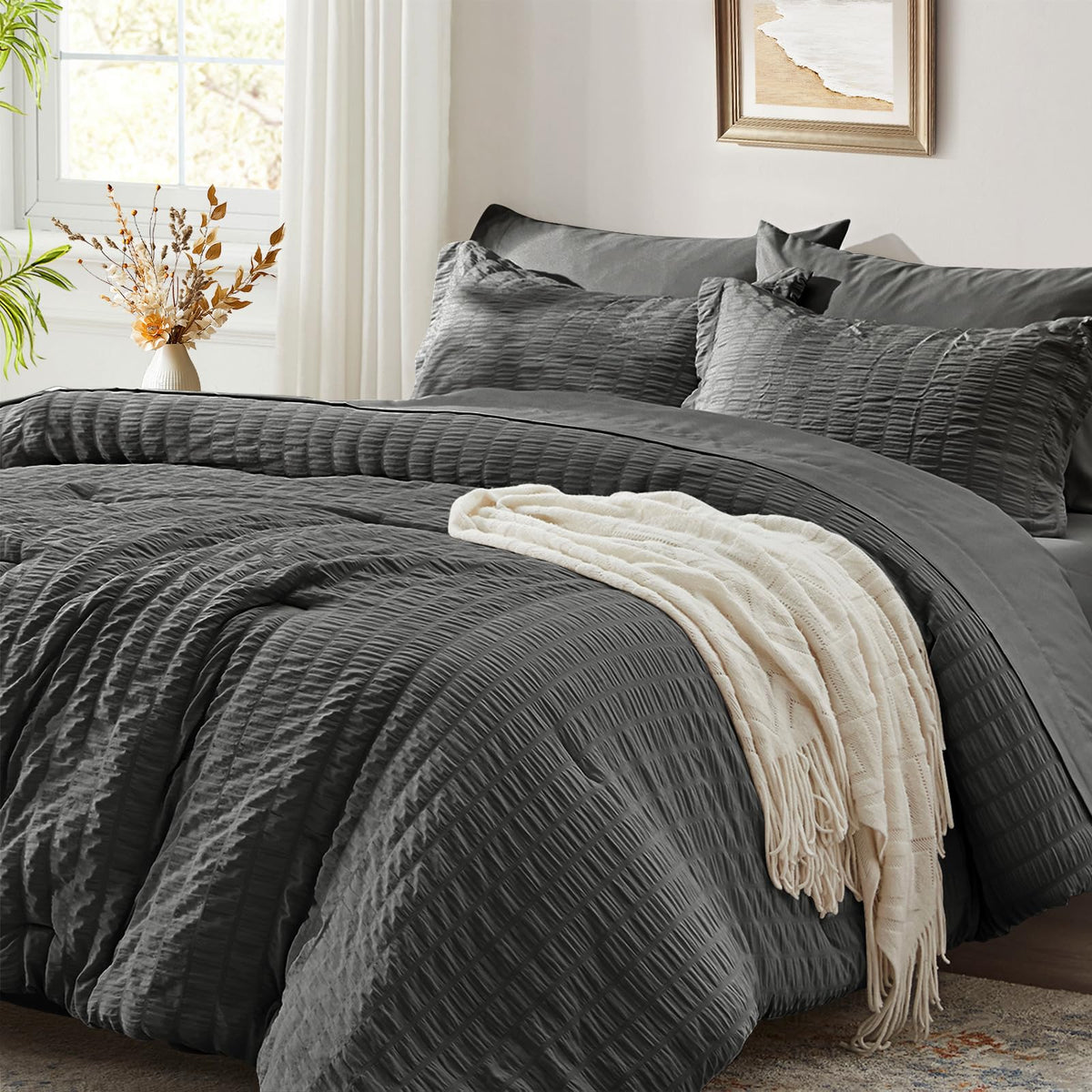 Twin Comforter Set 5 Piece, Olive Green Bed in a Bag Twin Size Bedding Sets