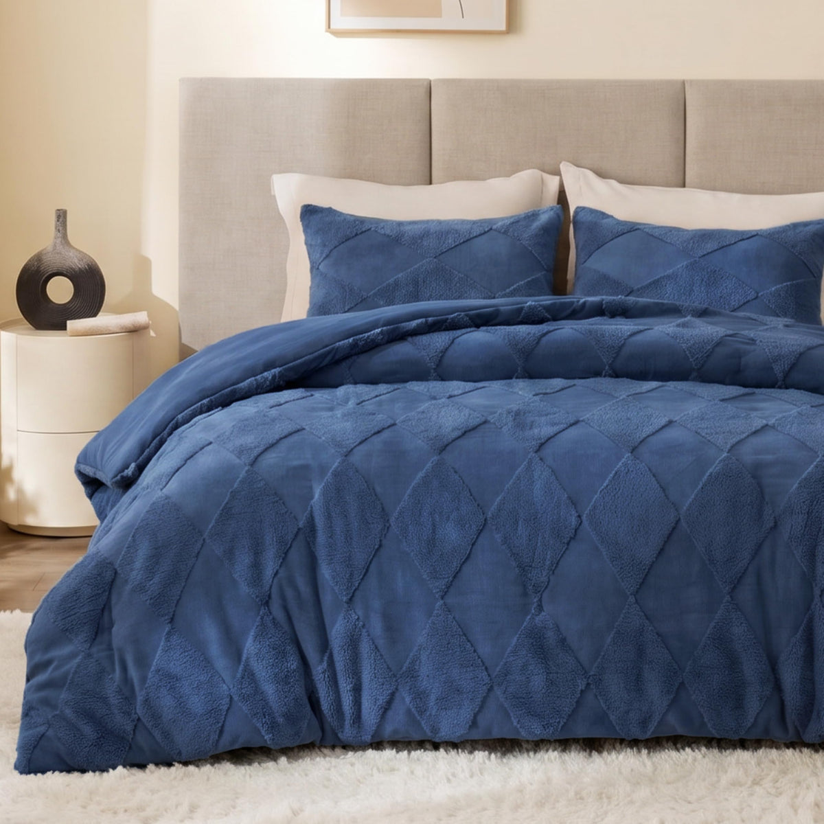 EXQ Home Fluffy Comforter Set Queen Size,3 Pieces Bed Set,Black