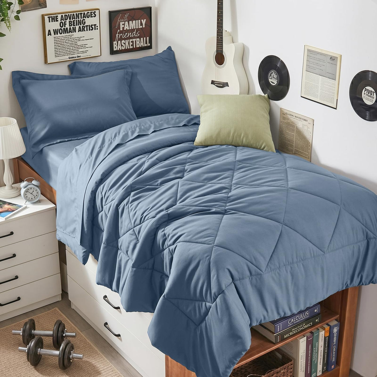 HEVUMYI 7-Piece Queen Comforter Set, Dark Grey Bed in a Bag