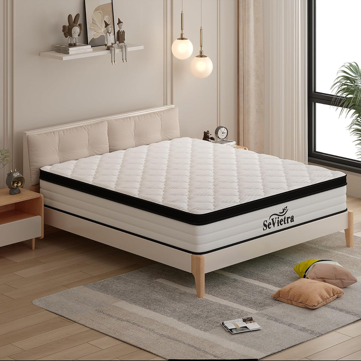 Queen Mattress, 12 Inch Queen Size Mattress in a Box, Upgraded Hybrid Mattresses Pocket Springs, Motion Isolation, Pressure Relief, Medium Firm, Breathable Comfort
