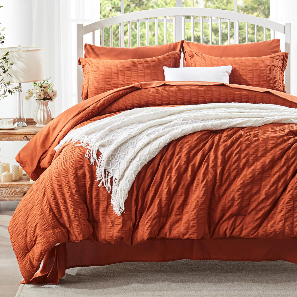 Twin Comforter Set 5 Piece, Olive Green Bed in a Bag Twin Size Bedding Sets