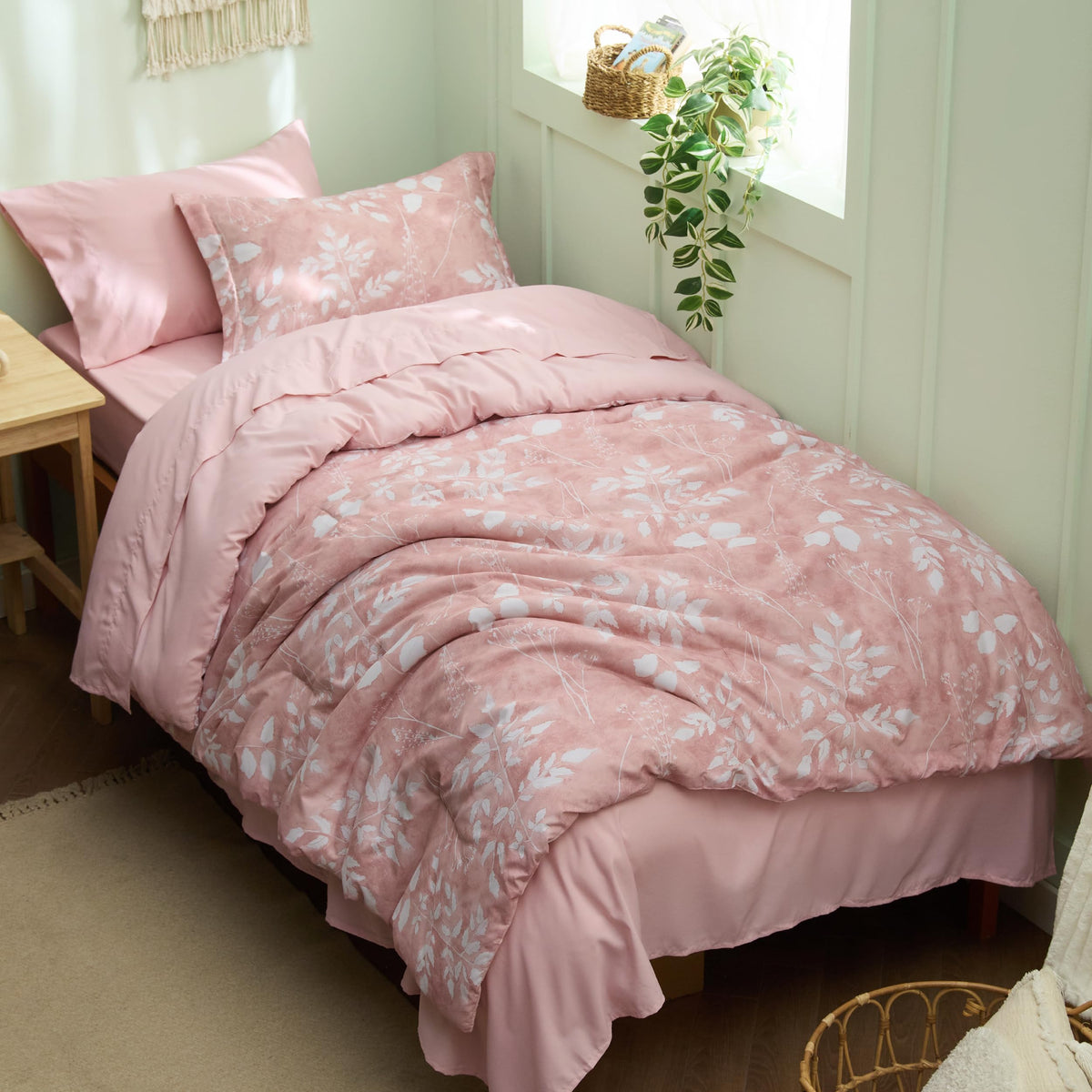 Bedsure Floral Sage Green Comforter Set, Full Bedding Sets, 7 Piece