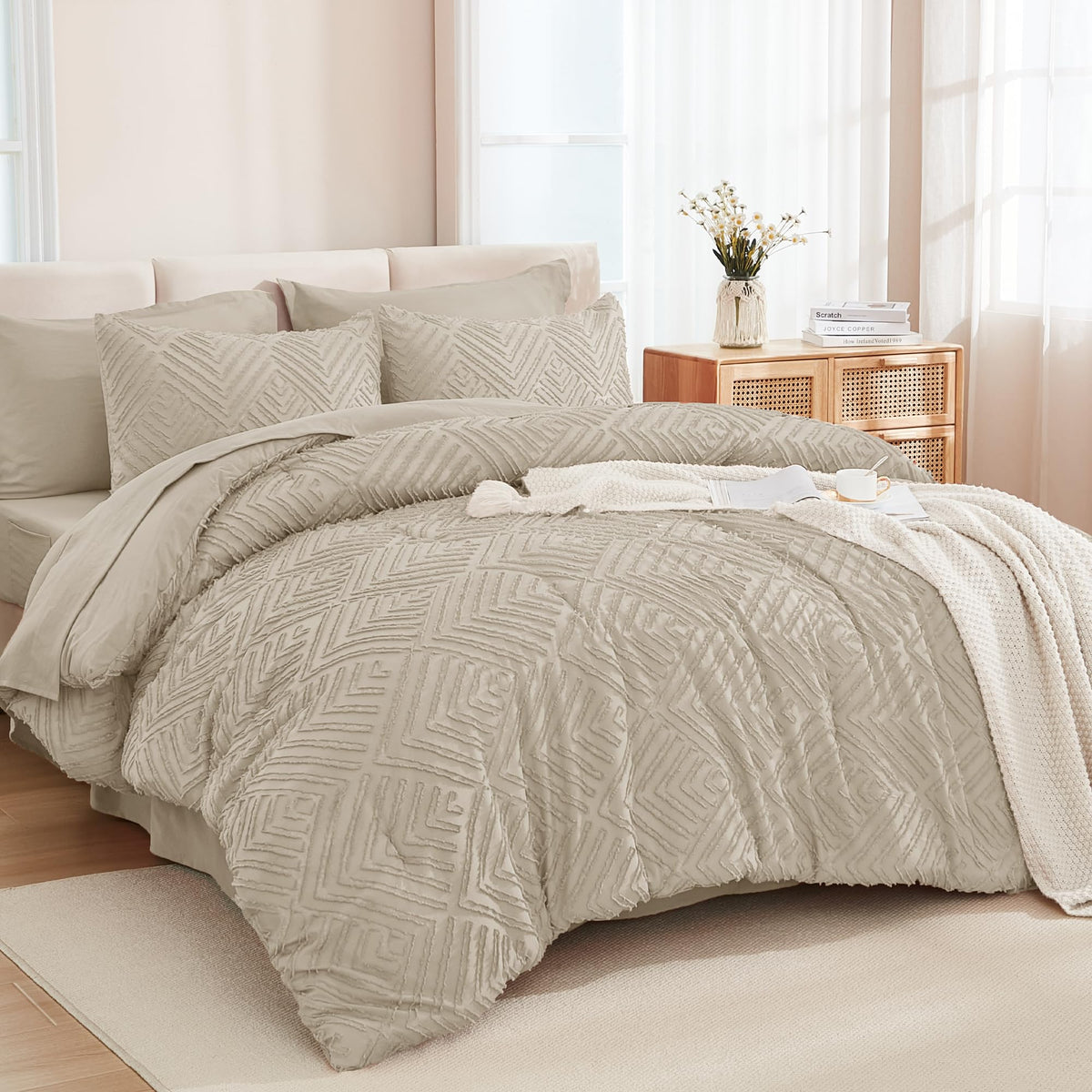 Andency King Size Comforter Set, Dark Emerald Green, 7 Pieces